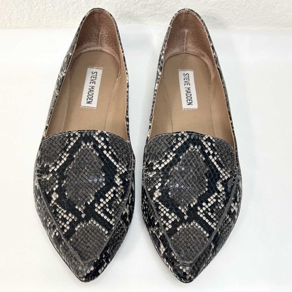 Steve Madden Women's Snakeskin Loafers - Black, Gray and Off White